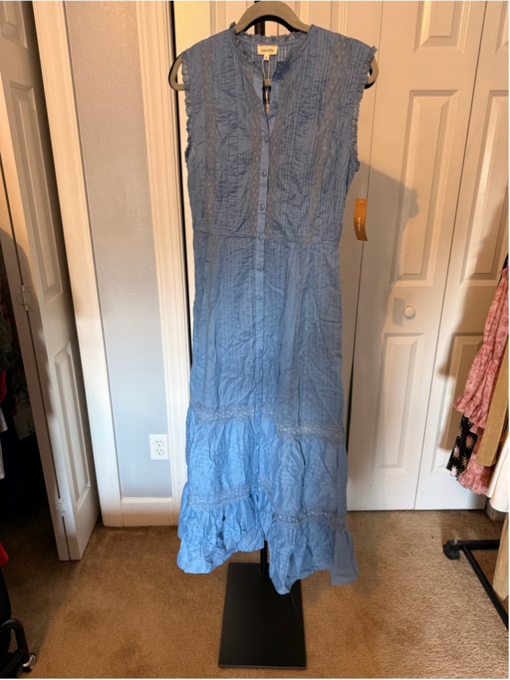 Women's Sorella Blue Cotton Maxi Dress Size S - Picture 5 of 12
